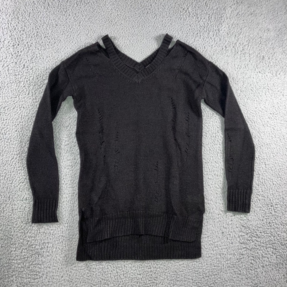 Vintage Sweater Women XS V Neck Distressed‎ Fairy Whimsigoth Witchy Peasant Y2K